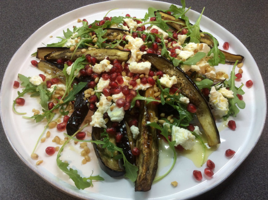 Aubergine Feta And Pomegranate Salad Beauty And Well Being