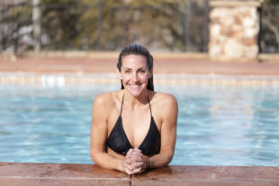 Summer Sanders in a swimming pool