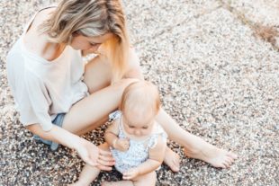 mom and daughter sitting